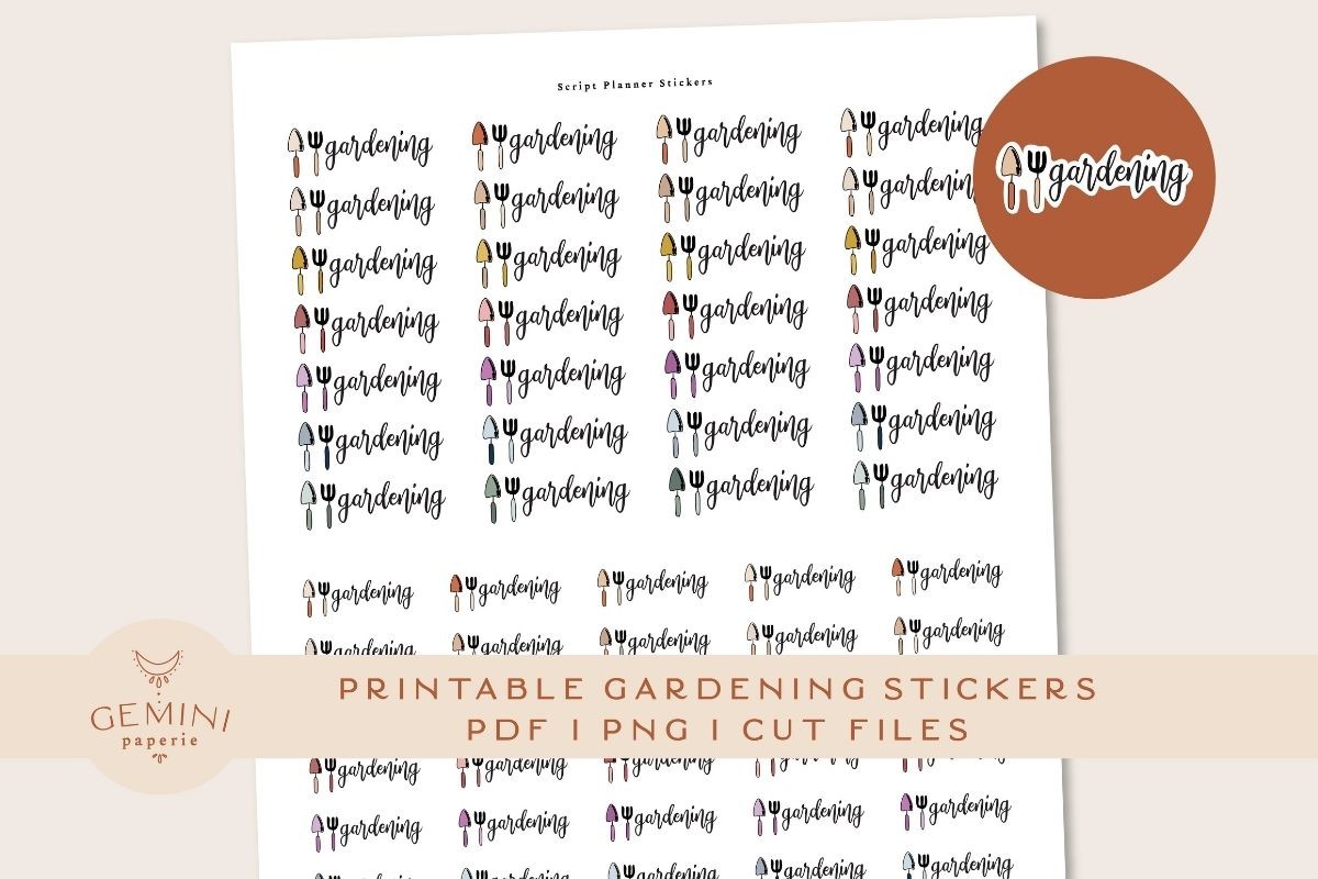 Printable Planner Stickers: Gardening Reminder Planner Stickers
