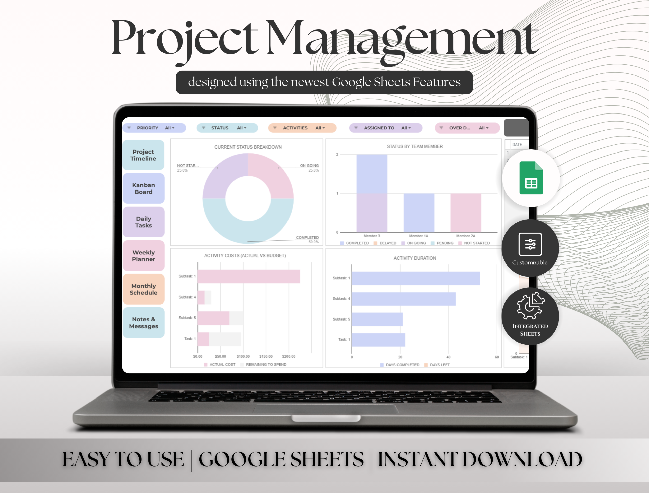 Project Planner — Project Management Spreadsheet by ThePlannersDelight