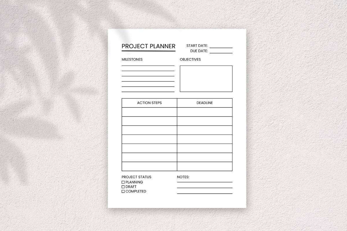 Project Planner — Printable Project Task Planner by HillTract