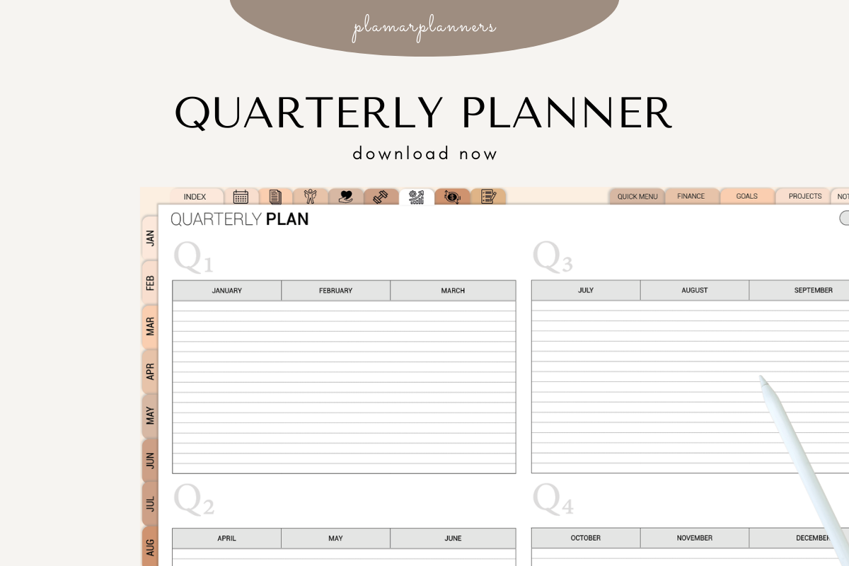 90 Day Goal Planner — Undated Quarterly Goal Planner by Plamarplanners