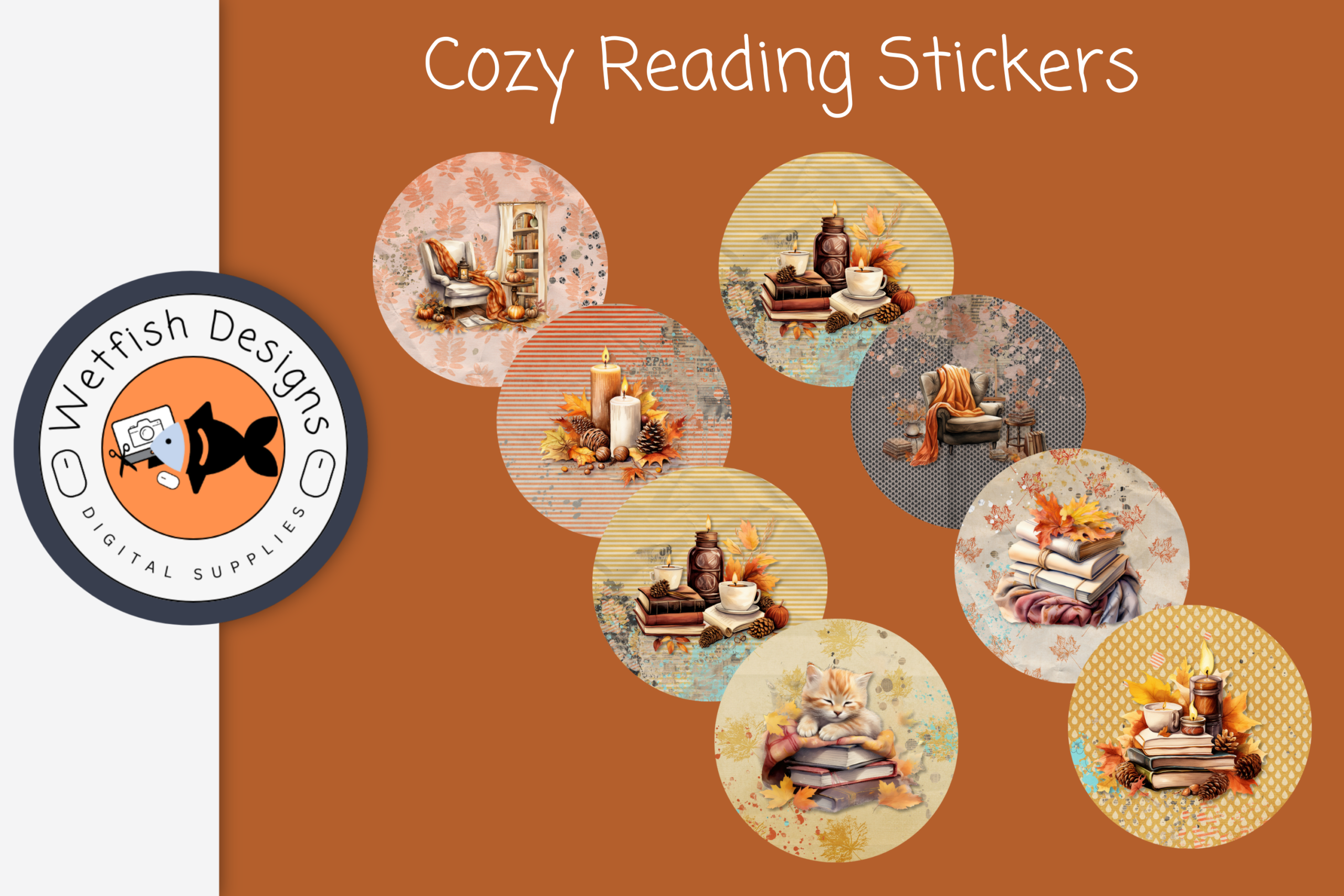 Reading Planner Stickers: Autumn Cozy Reading Stickers by Wetfish Designs
