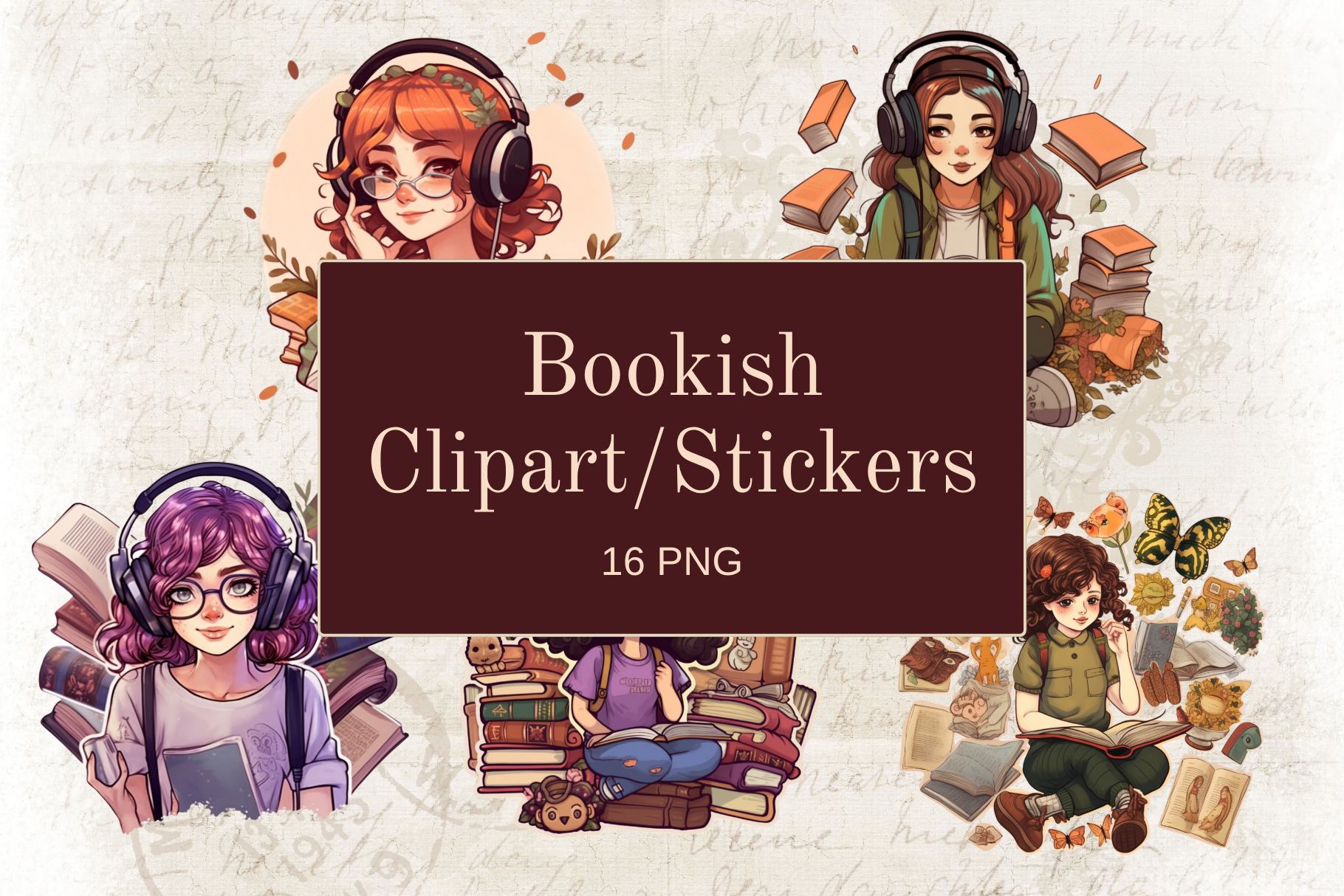 Reading Planner Stickers: Reader Character Clipart by Arteo