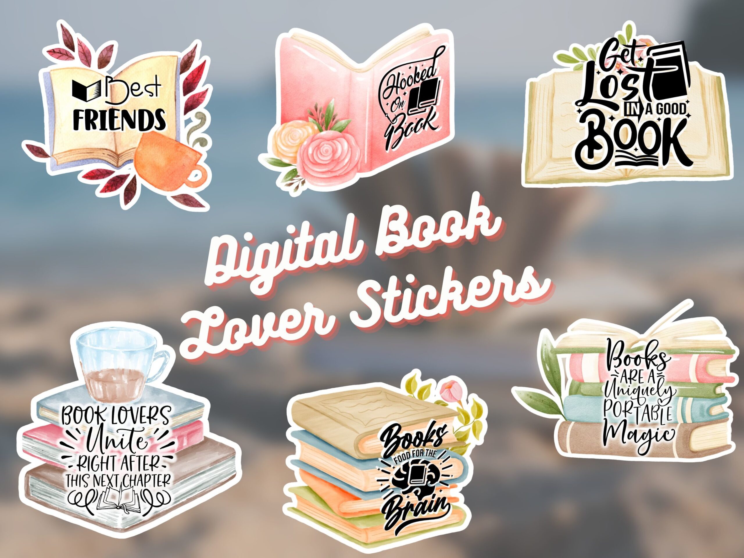 Reading Planner Stickers: Digital Book Lover Stickers by Hopskotch Dsign Studio