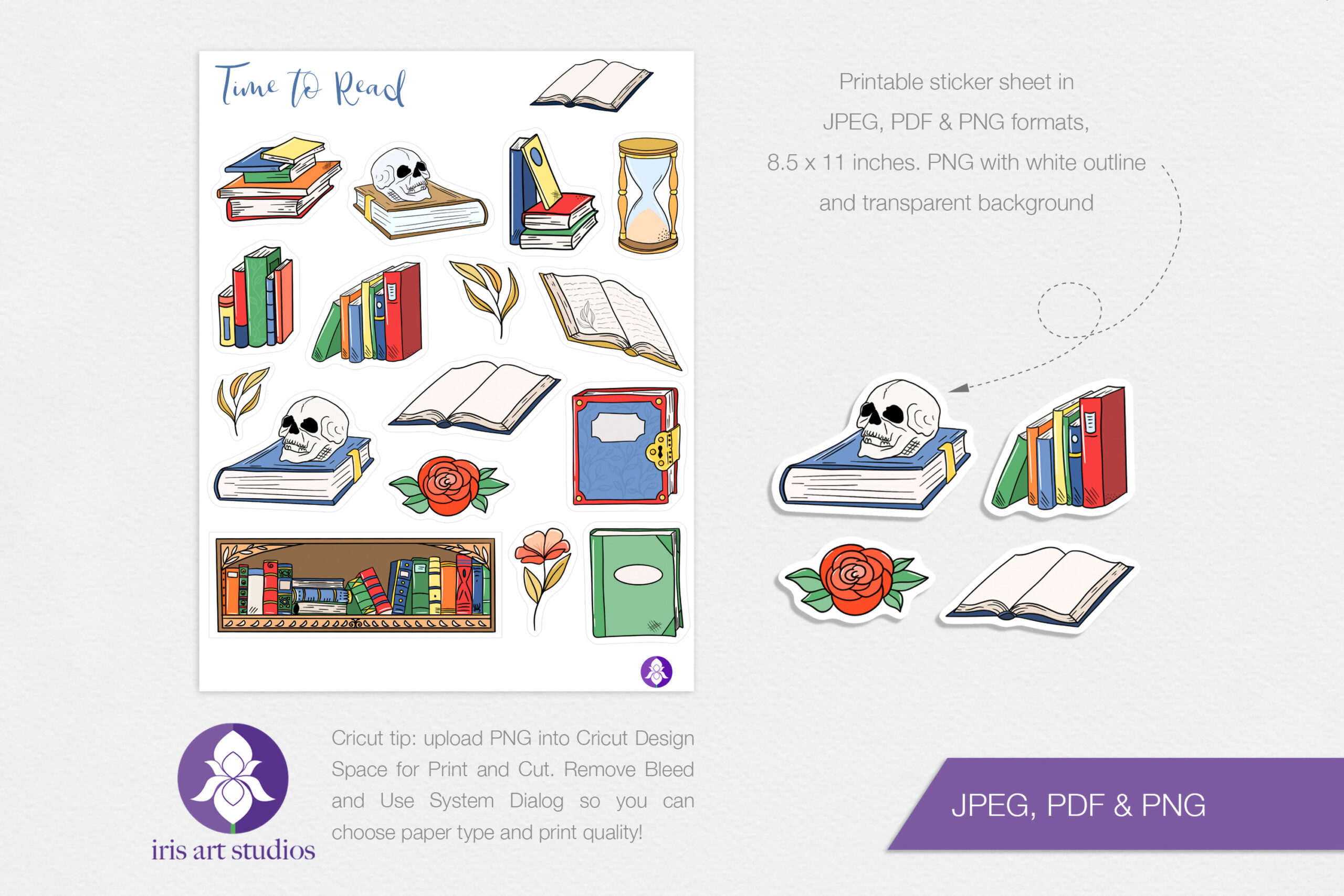 Reading Planner Stickers: Time to Read Sticker Sheets by Iris Art Studios