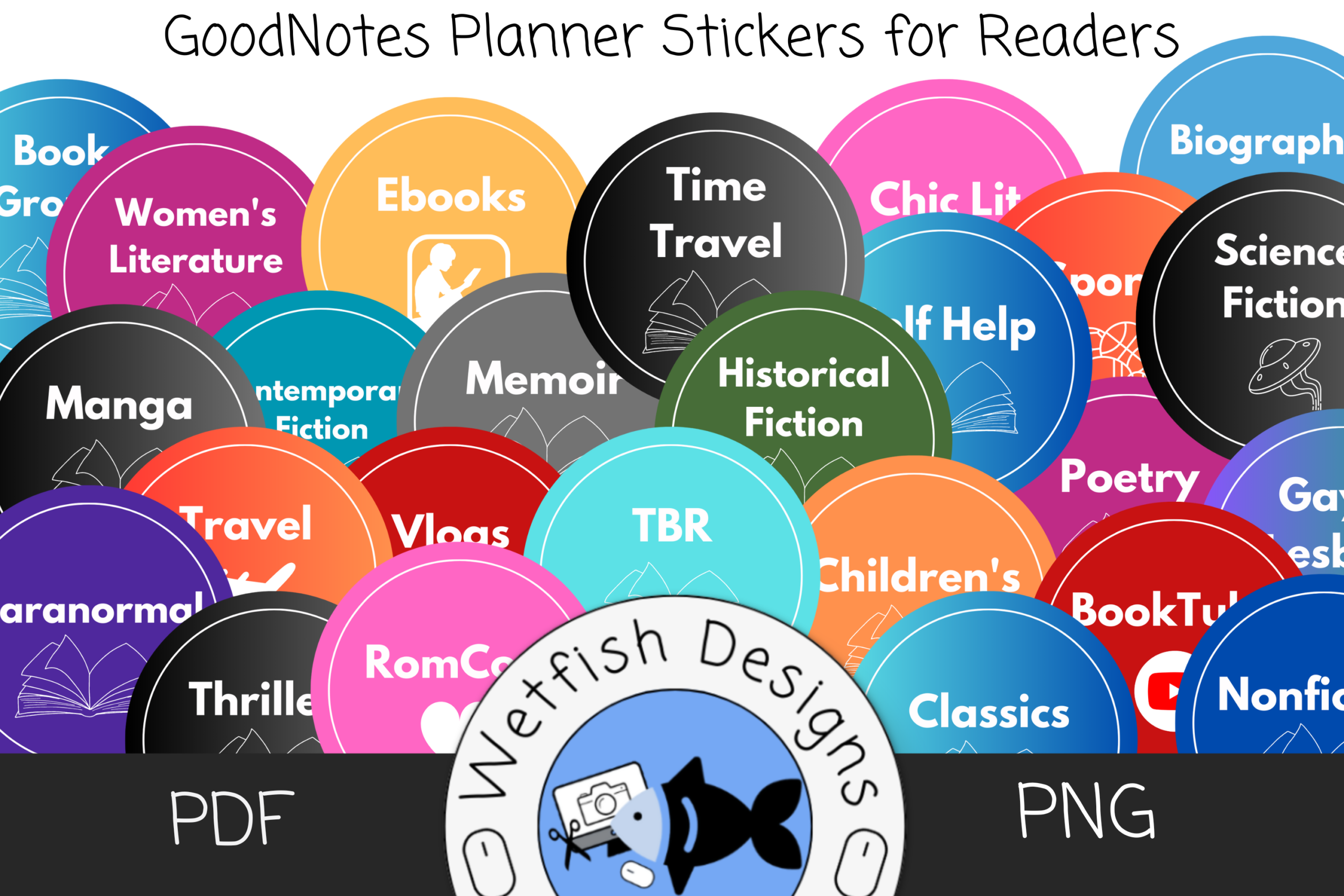 Reading Planner Stickers: Reader Genre Labels by Wetfish Designs