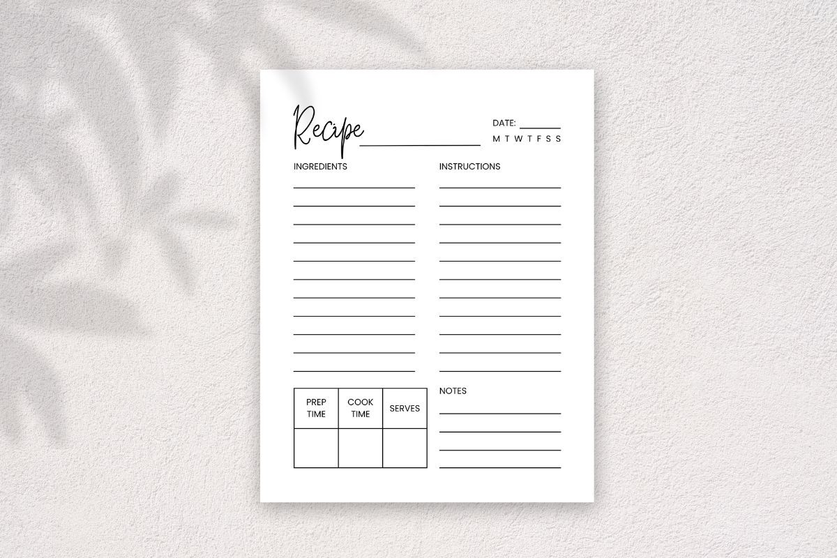 Recipe Binder: Printable Recipe Template by HillTract