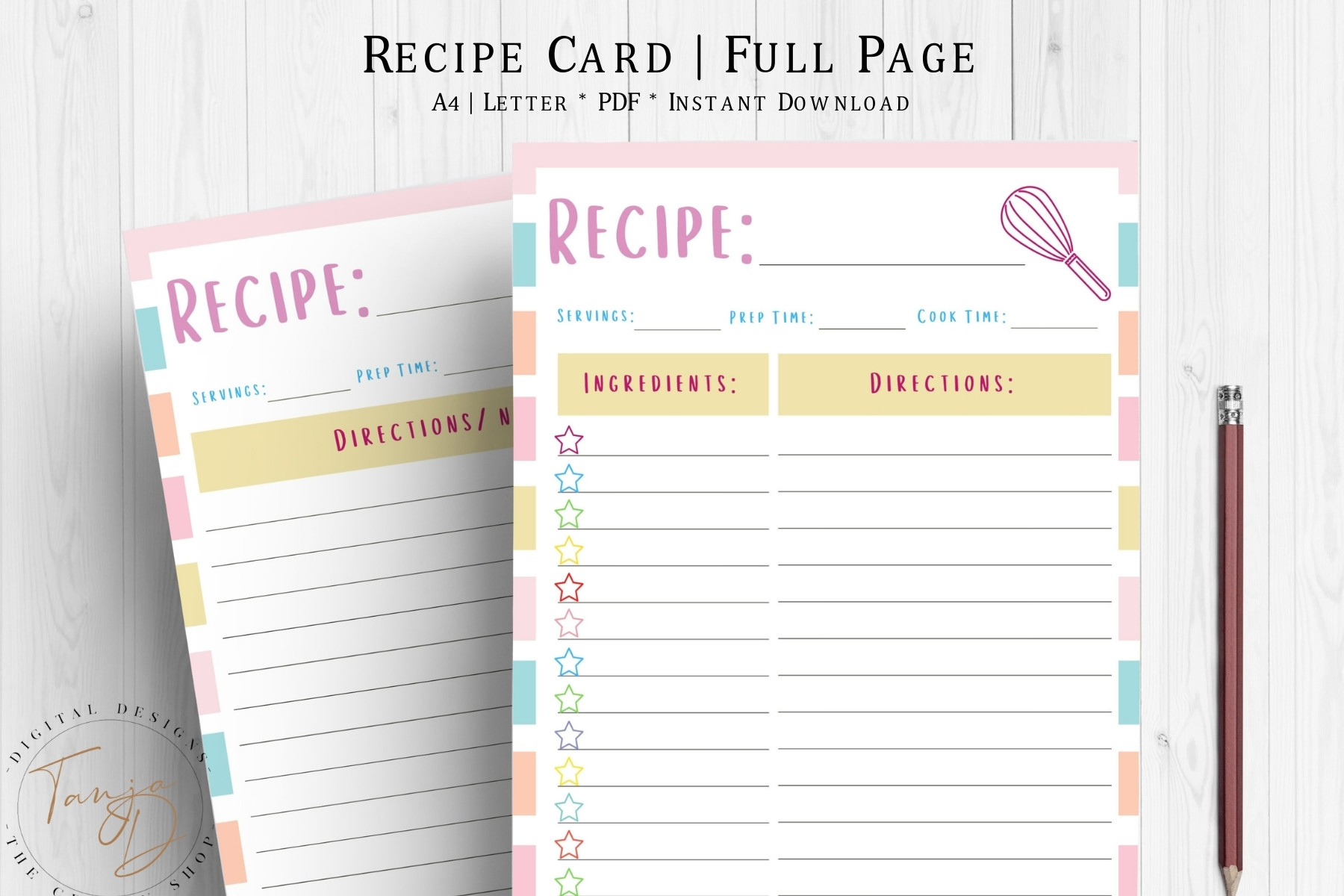 Recipe Binder: Sprinkles Recipe Binder Pages by The Crafty Shop