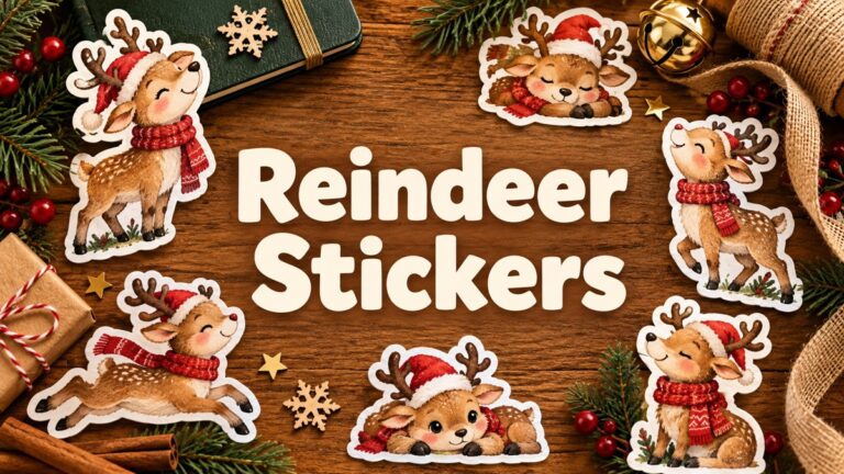 Reindeer Stickers editorial cover with centered title
