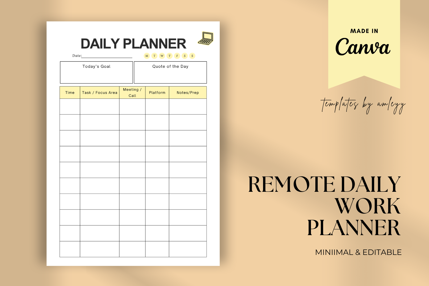Work Planner — Remote Daily Work Planner by Templates by amleyy