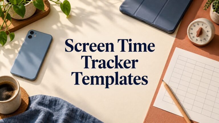 Screen Time Tracker editorial cover with centered title