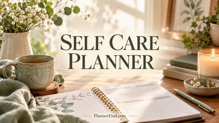 Self Care Planner with realistic planners and themed objects