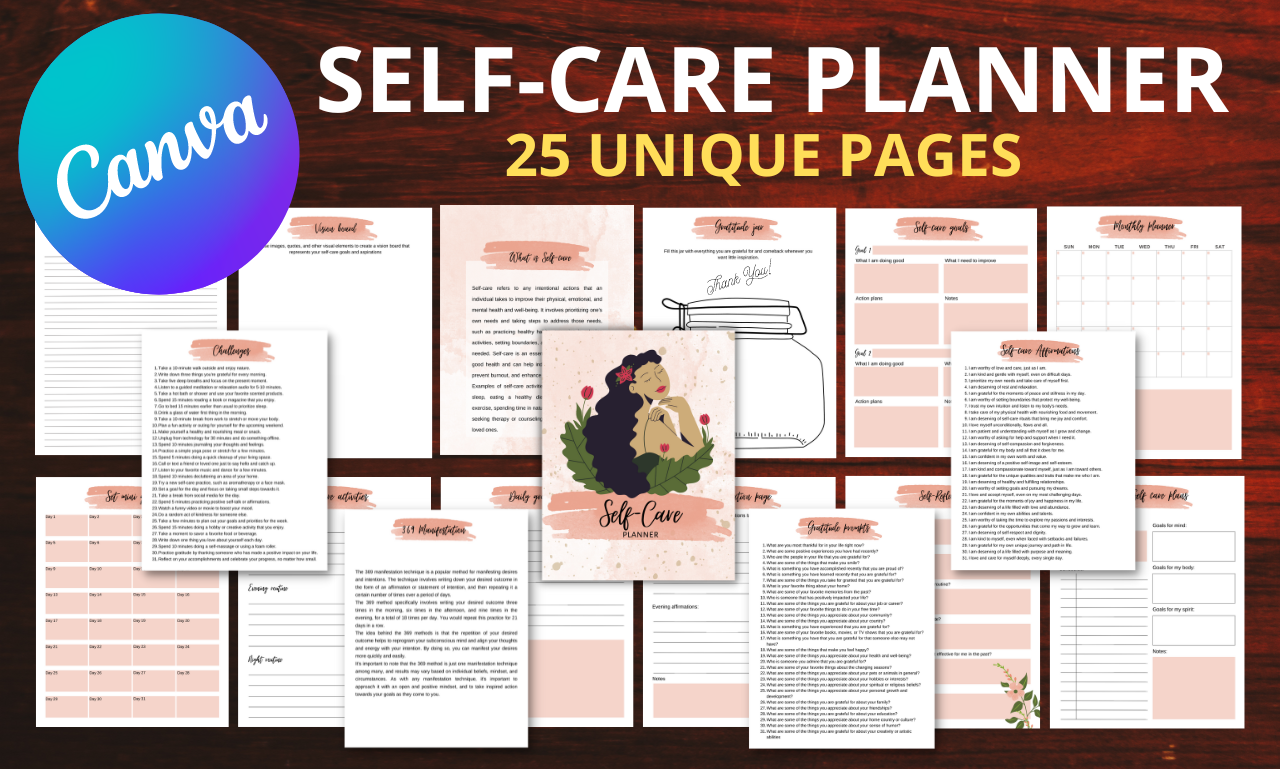 Self Care Planner — Self-Care Planner Canva Template by Hello Interiors