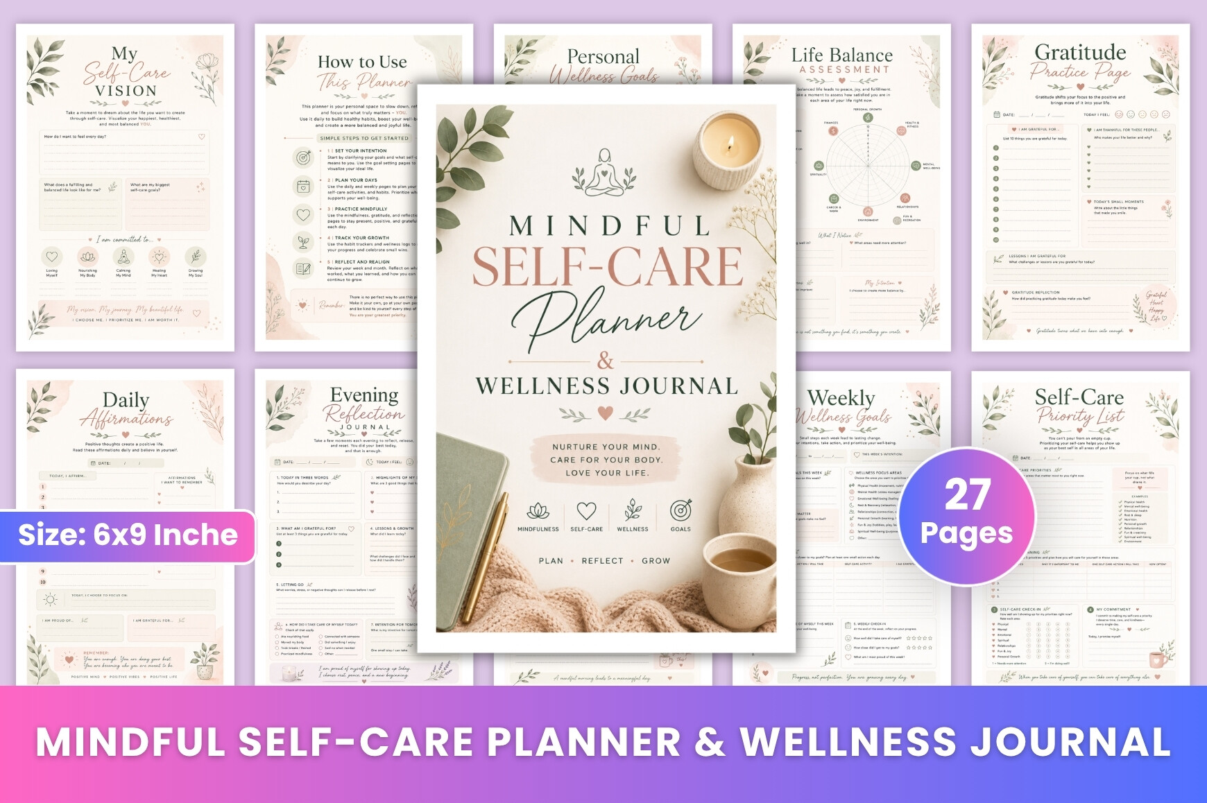 Self Care Planner — Mindful Self-Care Planner & Wellness Journal by KDPMart