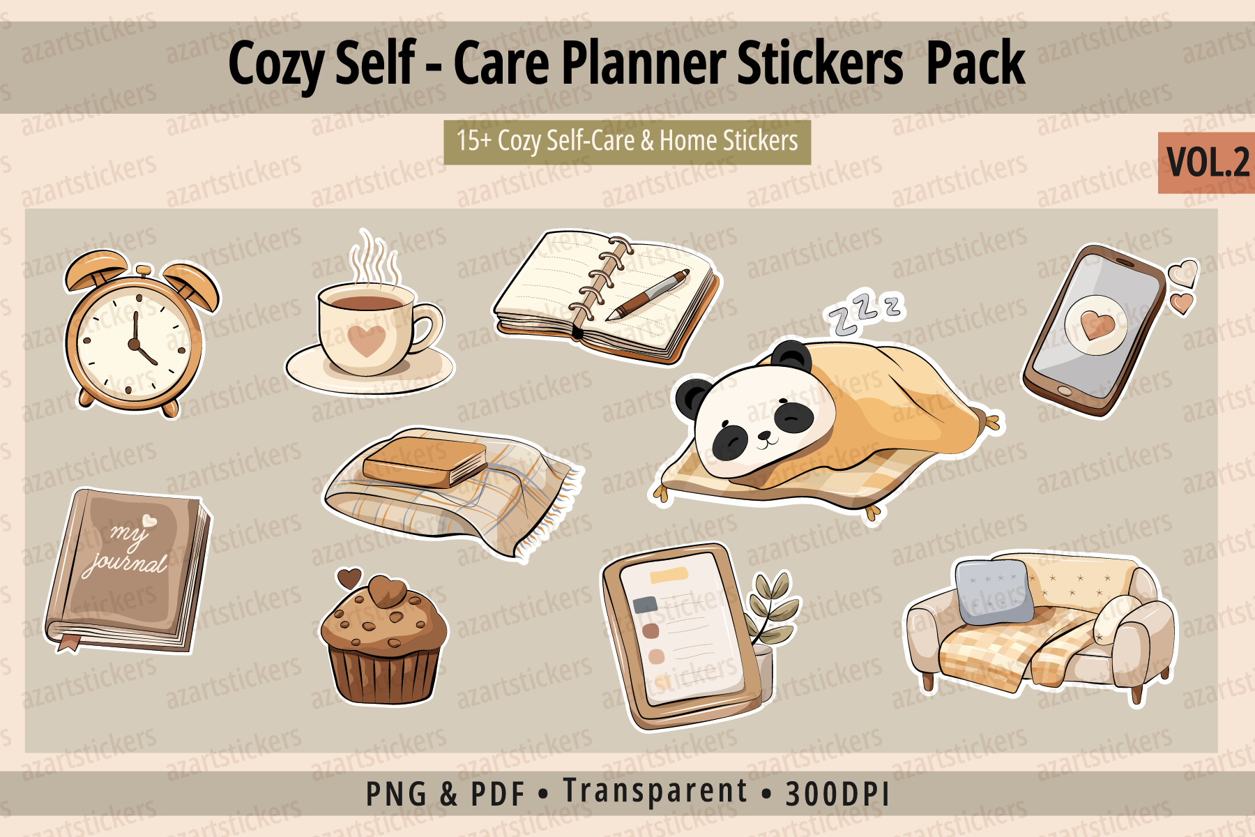Self Care Planner Stickers: Cozy Self Care Planner Stickers Vol. 2