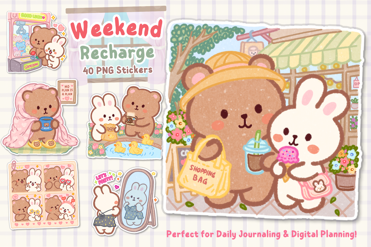 Self Care Planner Stickers: Weekend Recharge Planner Stickers