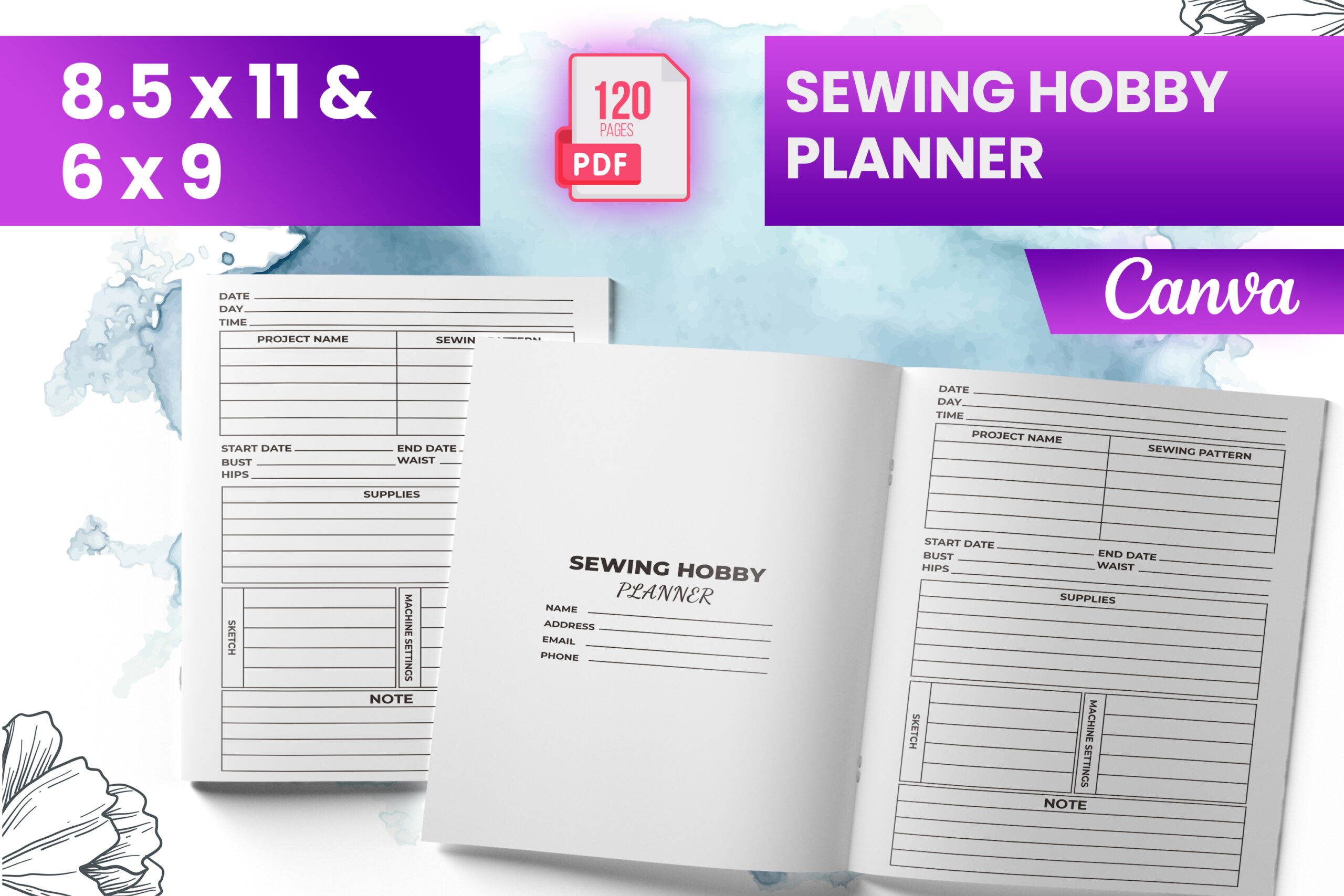 Sewing Planner: Sewing Hobby Logbook in Two Sizes original product preview