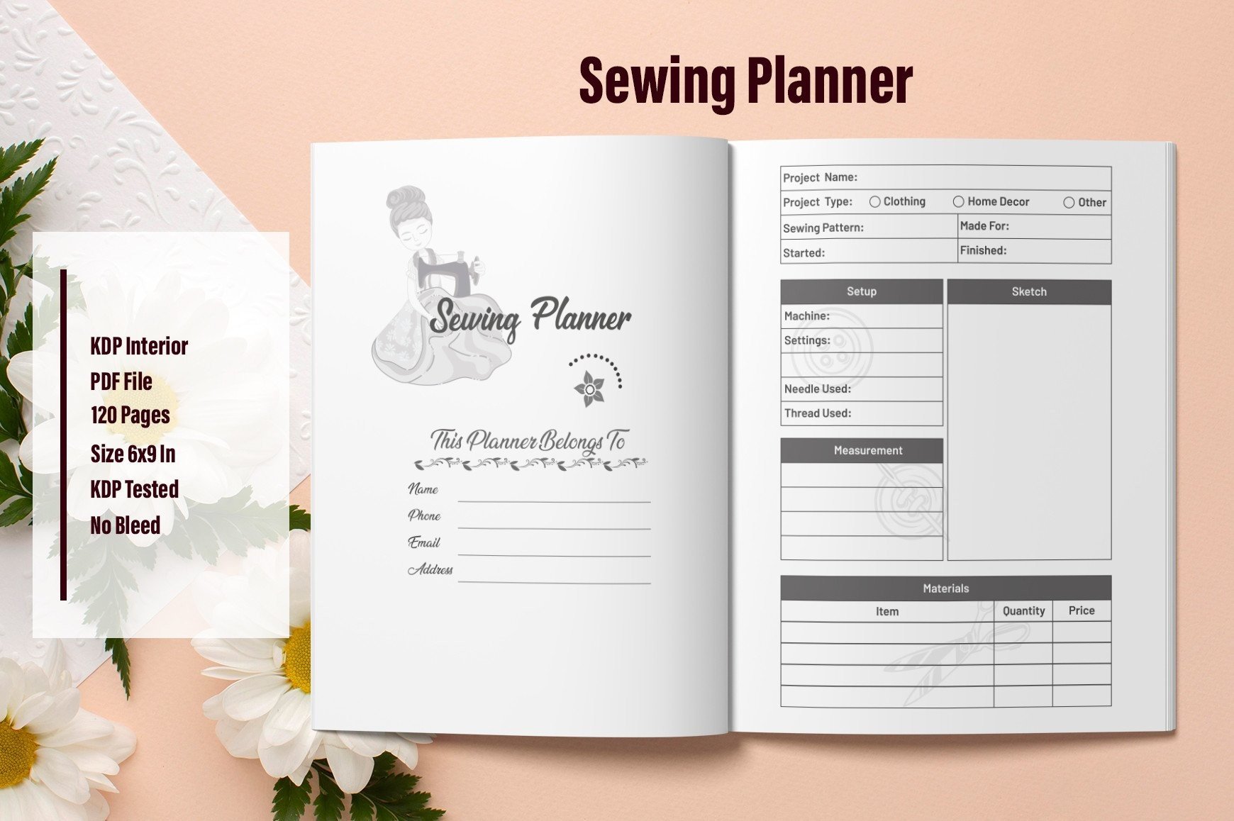 Sewing Planner: Portable Sewing Project Logbook with Materials Tables original product preview