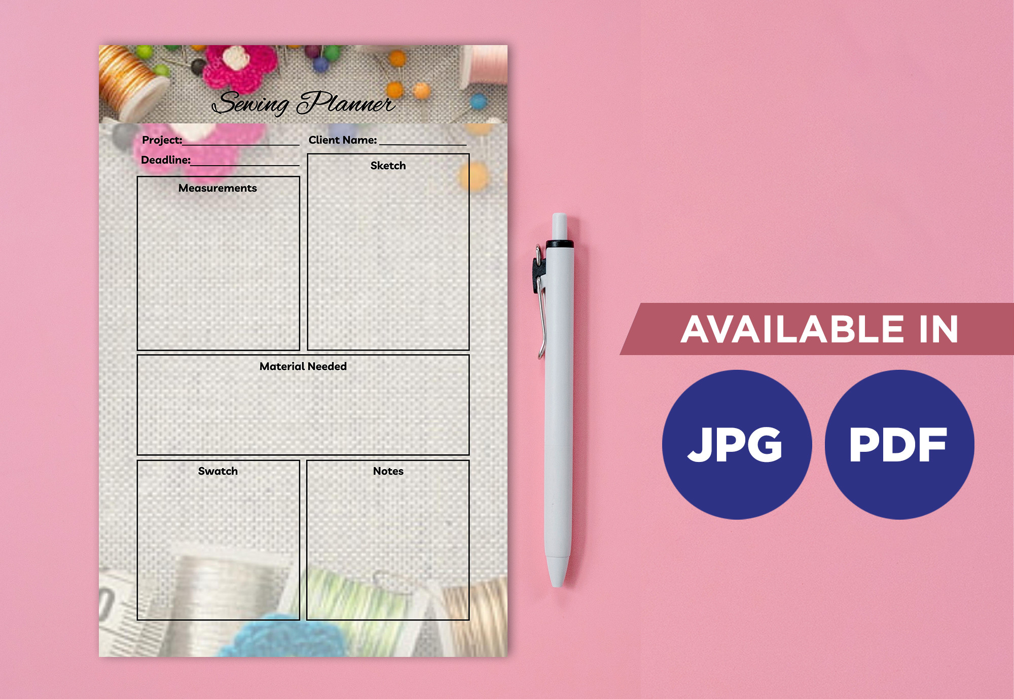Sewing Planner: Compact Sewing Worksheet in Four Paper Sizes original product preview
