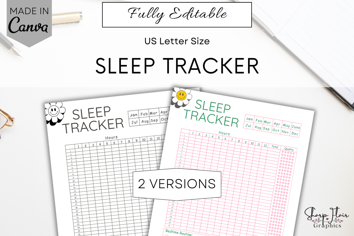 Sleep Tracker: Editable Sleep Tracker by Sharp Flair Graphics