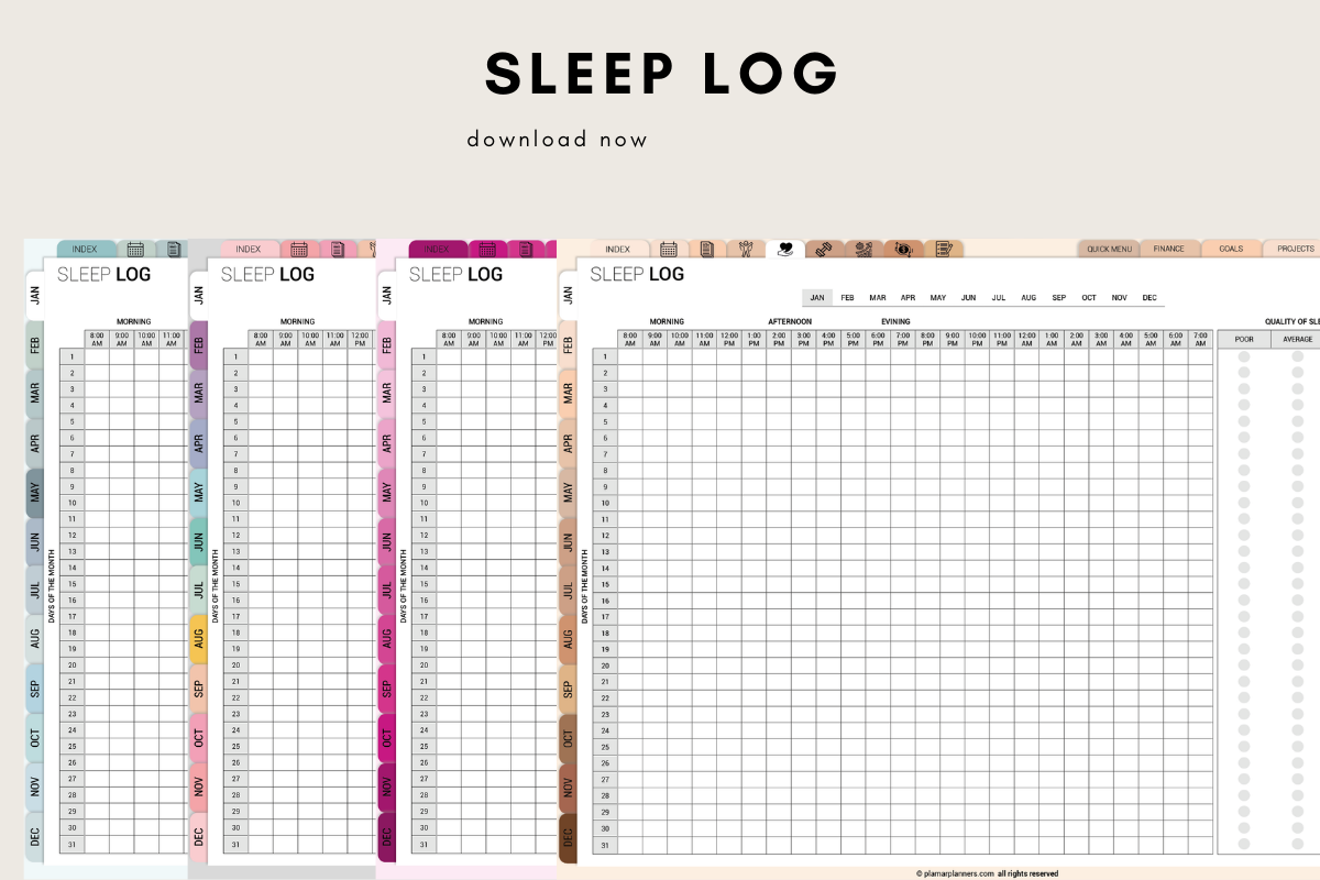 Sleep Tracker: Printable and Digital Sleep Log by Plamarplanners