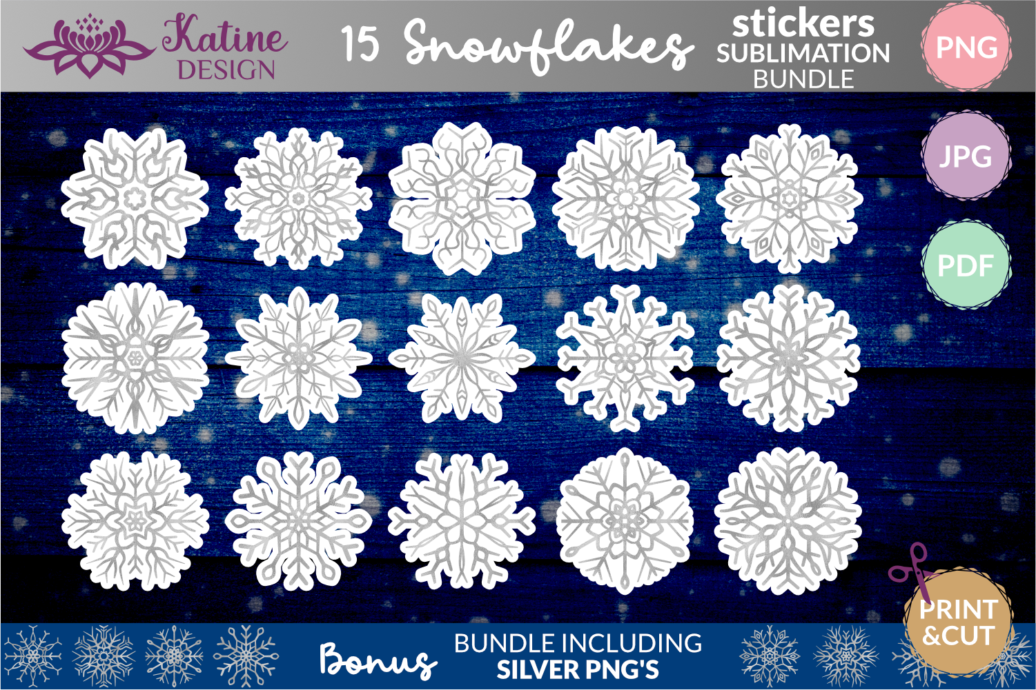 Snowflake Stickers: Fifteen Silver Snowflakes with Prepared Sticker Sheets original product preview