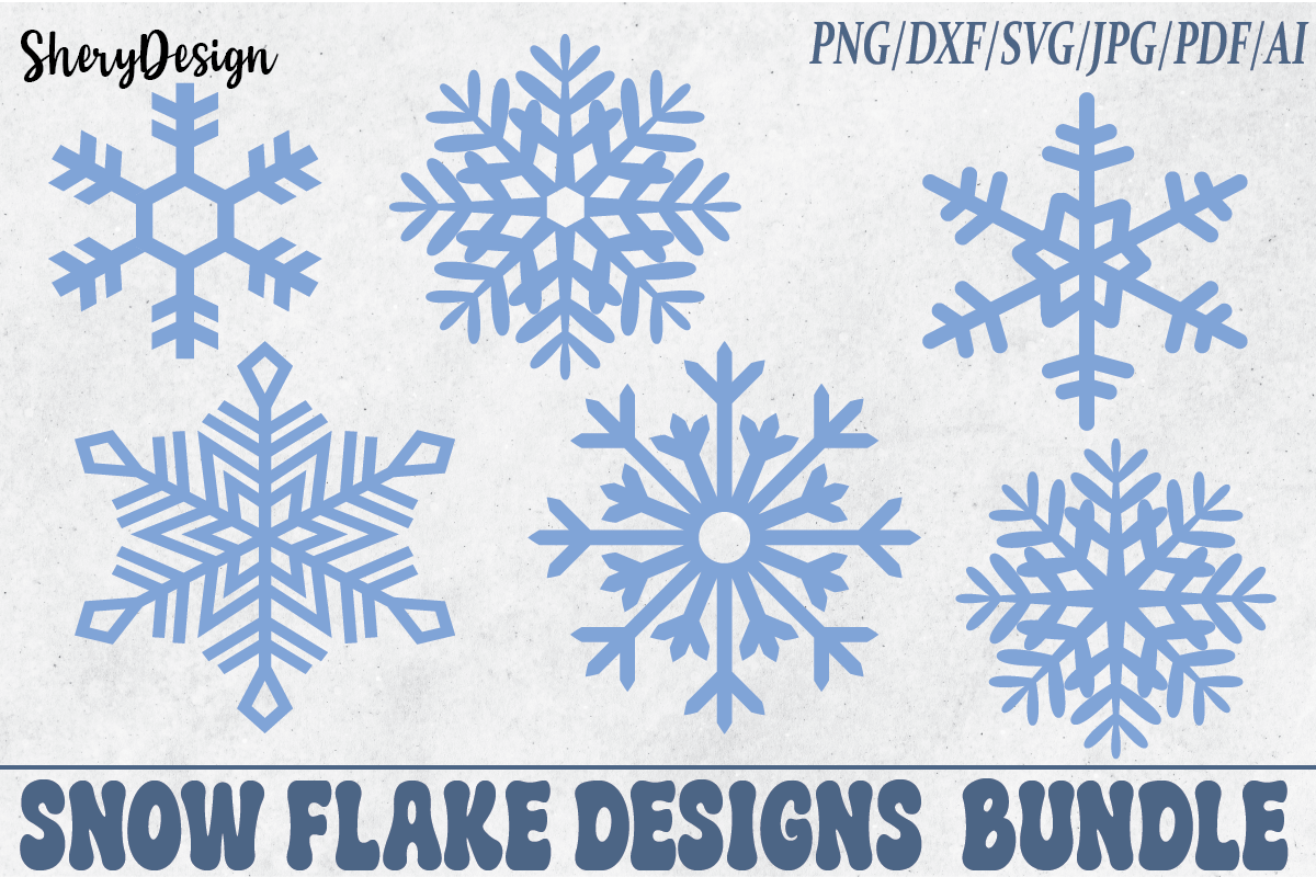 Snowflake Stickers: Six Blue Snowflake Designs with Broad Format Support original product preview