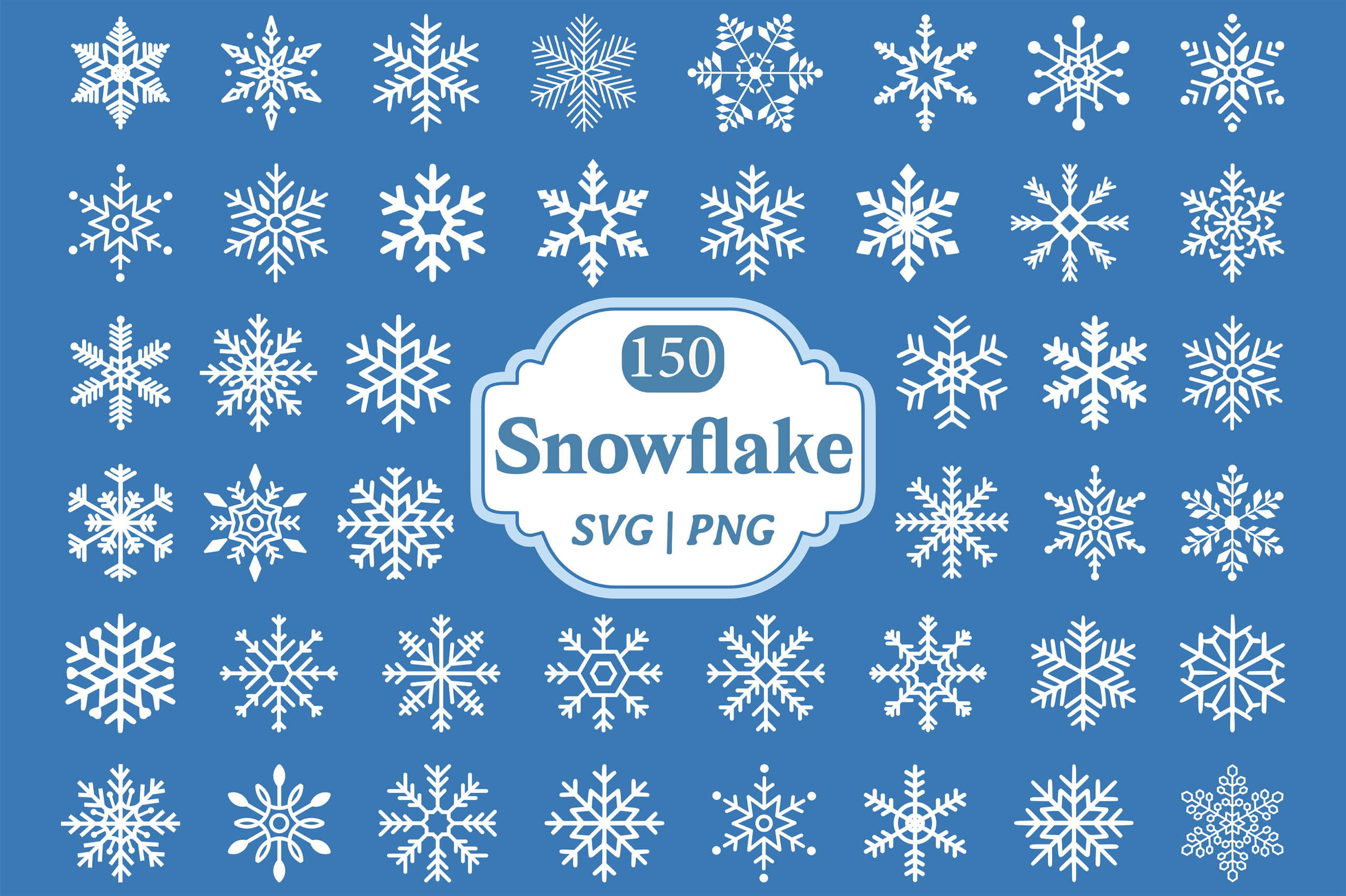 Snowflake Stickers: A 150-Design Library with Three File Types original product preview