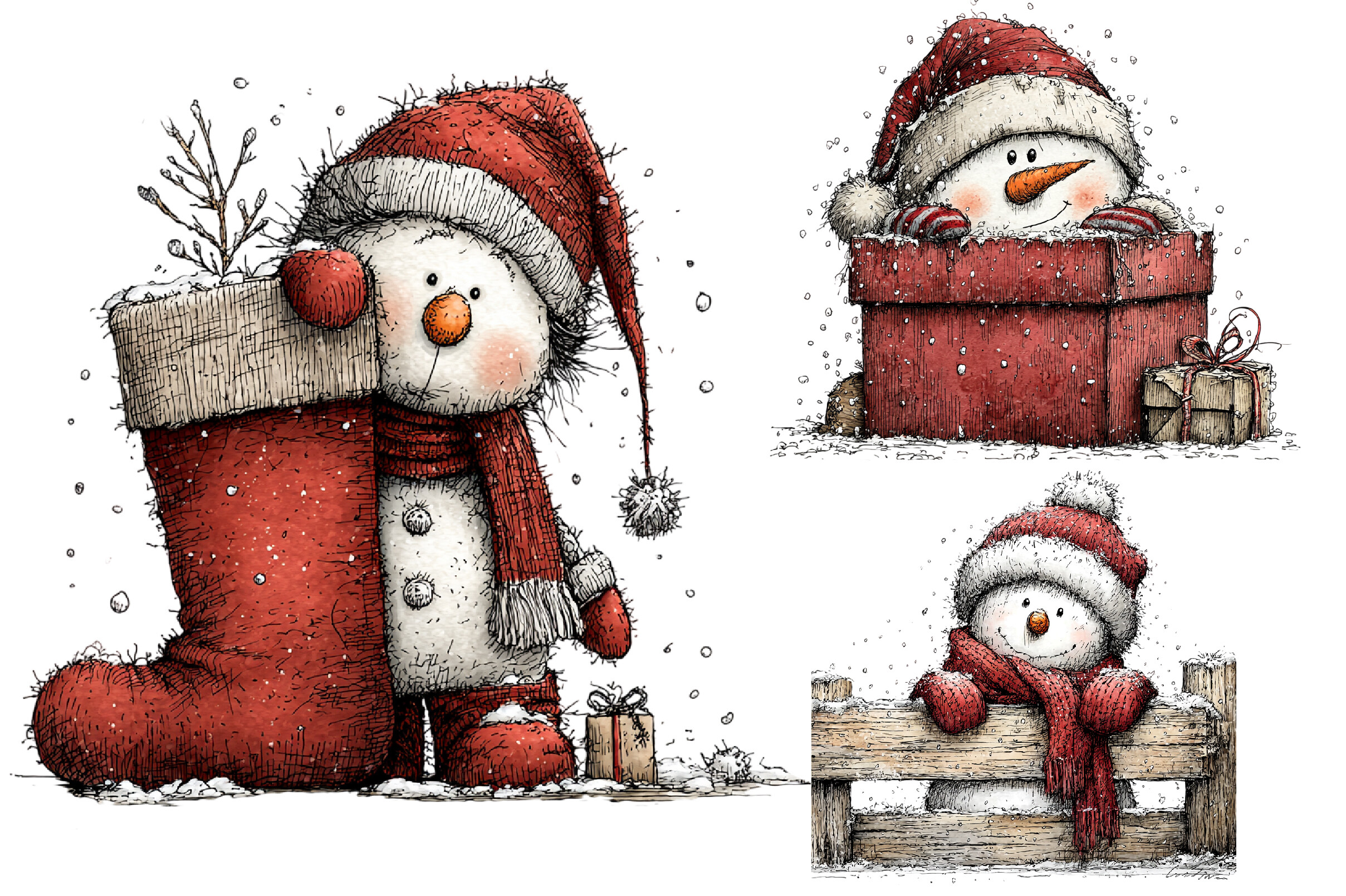 Snowman Stickers: Peeking Snowmen for Page Edges and Pockets original product preview