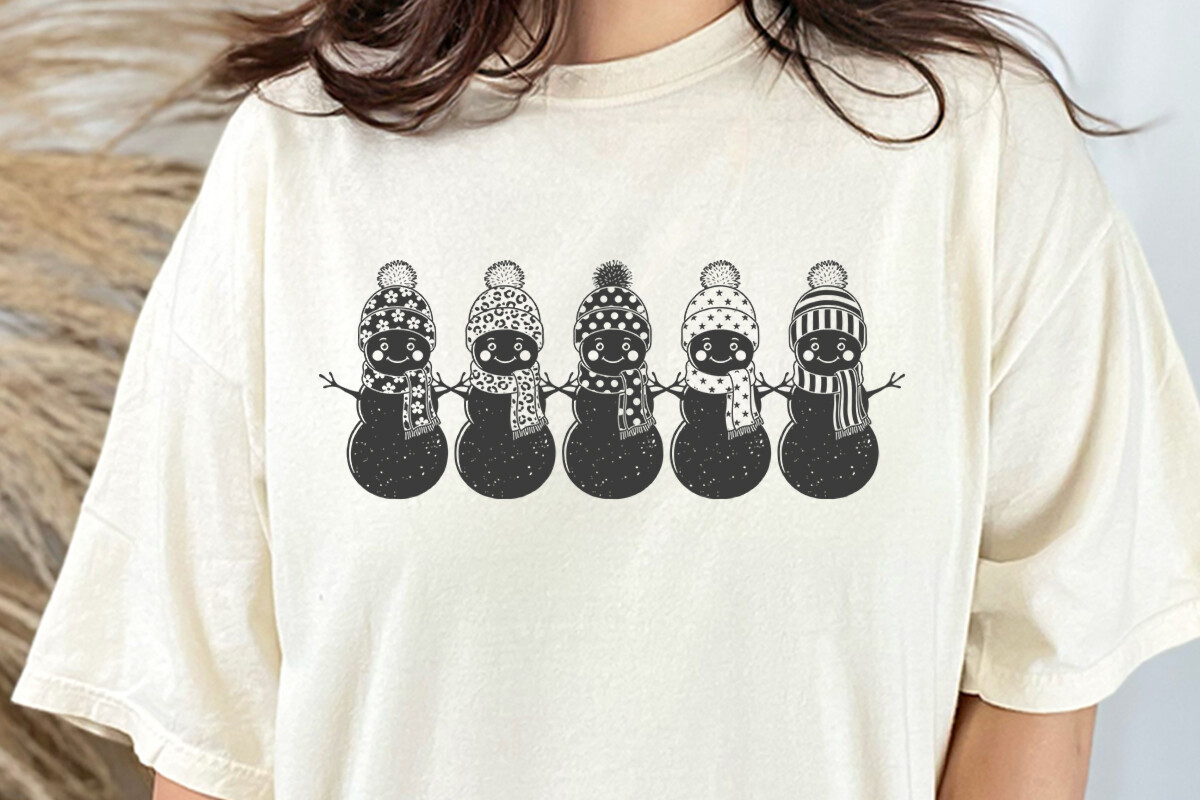 Snowman Stickers: Black-and-White Snowman Lineup as One PNG original product preview