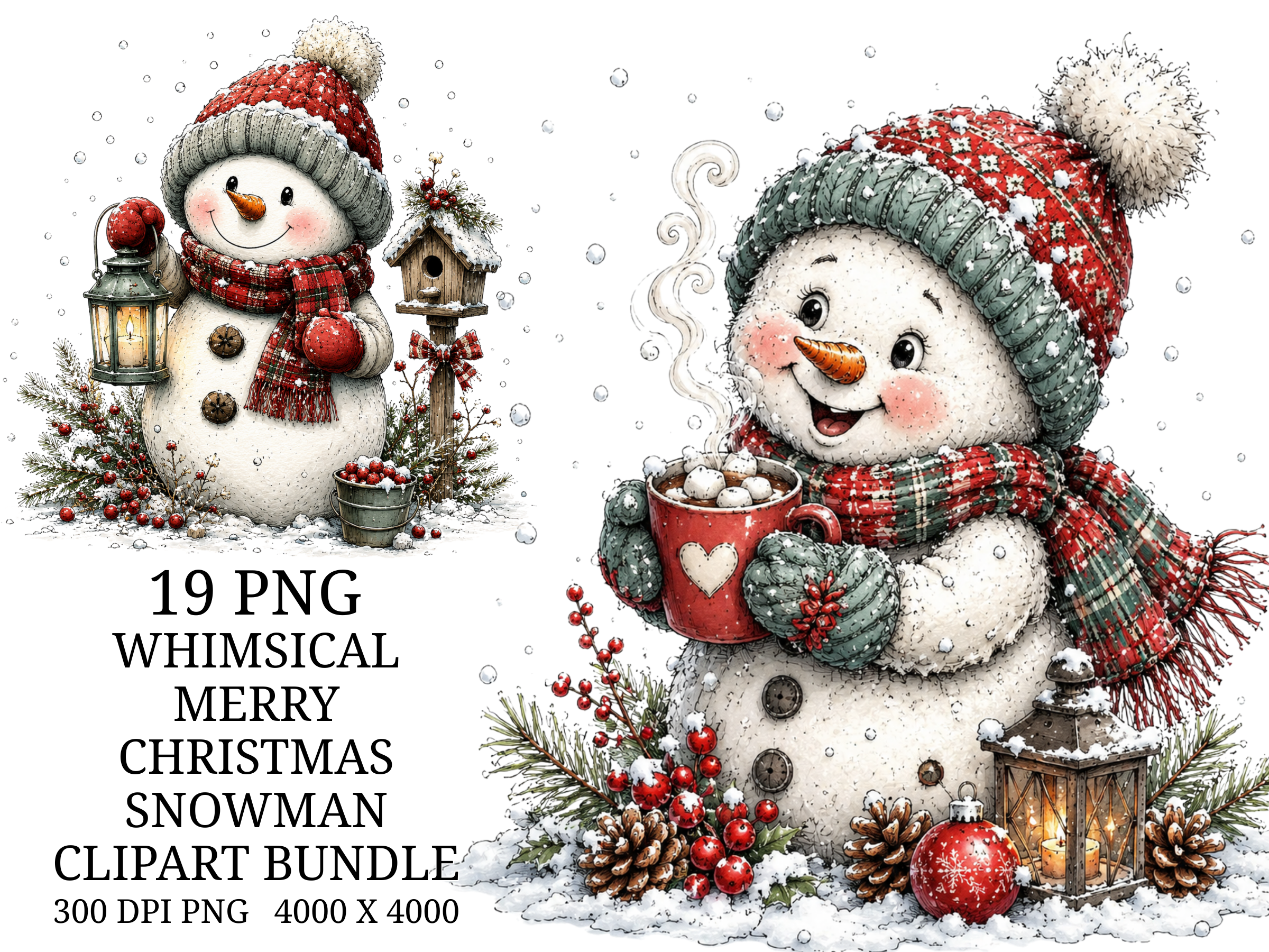 Snowman Stickers: Cozy Snowmen with Cocoa and Rustic Winter Props original product preview