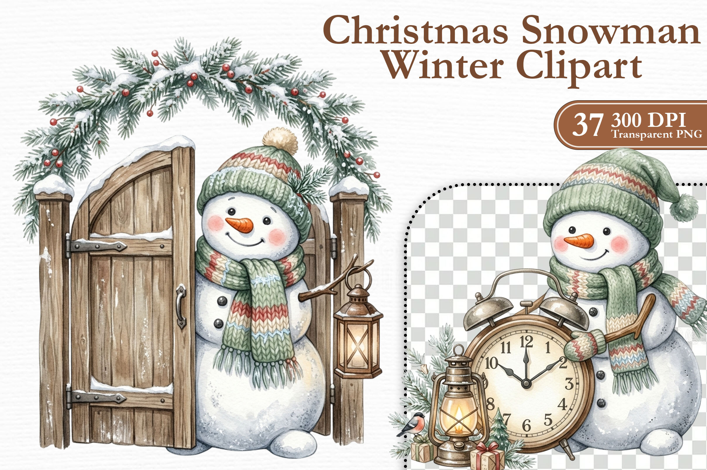 Snowman Stickers: Snowman Winter Scenes with Rustic Props and Village Details original product preview