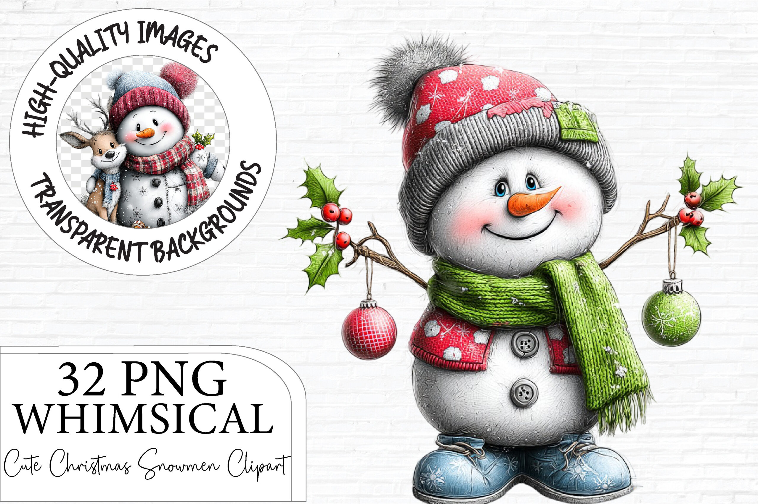 Snowman Stickers: Rustic Snowmen with Coats, Mailboxes and Winter Accessories original product preview