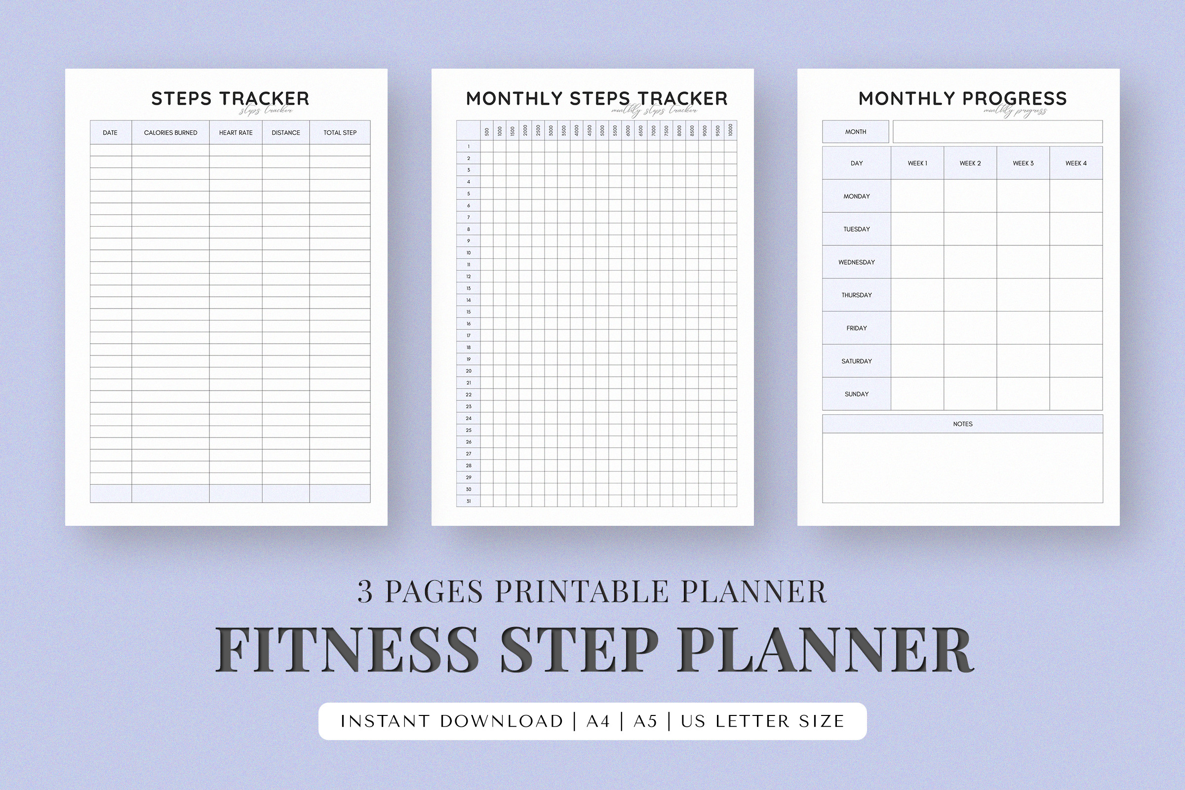 Step Tracker: Three-Page Step and Monthly Progress Planner original product preview