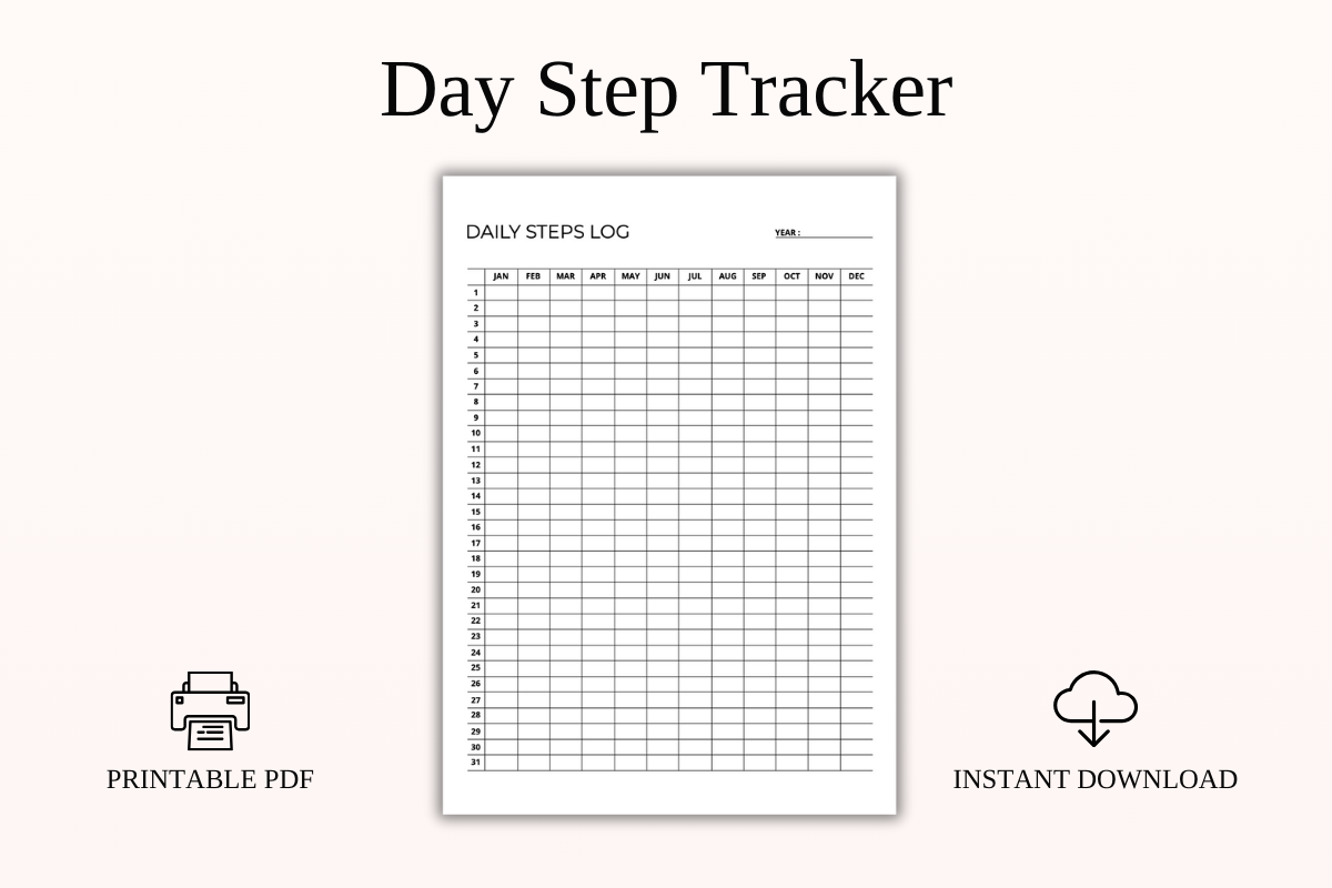 Step Tracker: Undated Yearly Step Log in Four Print Sizes original product preview