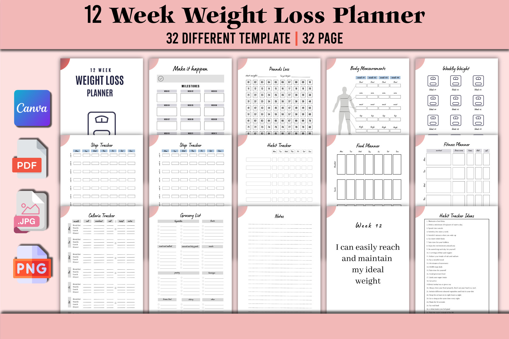 Step Tracker: No-Bleed Compact Canva Step Tracker and Routine Pages original product preview