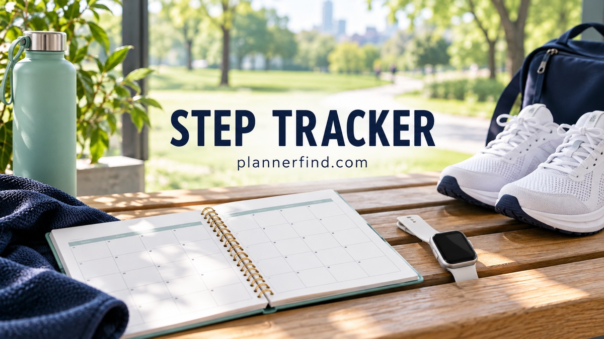 Step Tracker with realistic themed planner pages and stationery