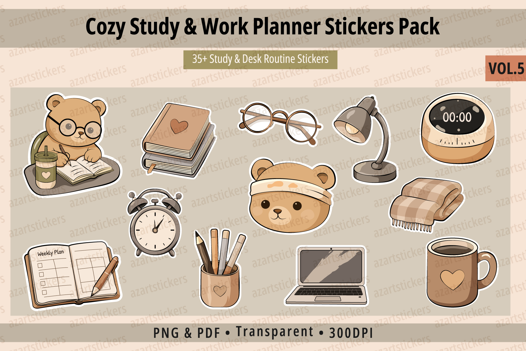 Student Planner Stickers: Cozy Study and Work Planner Stickers Vol. 5