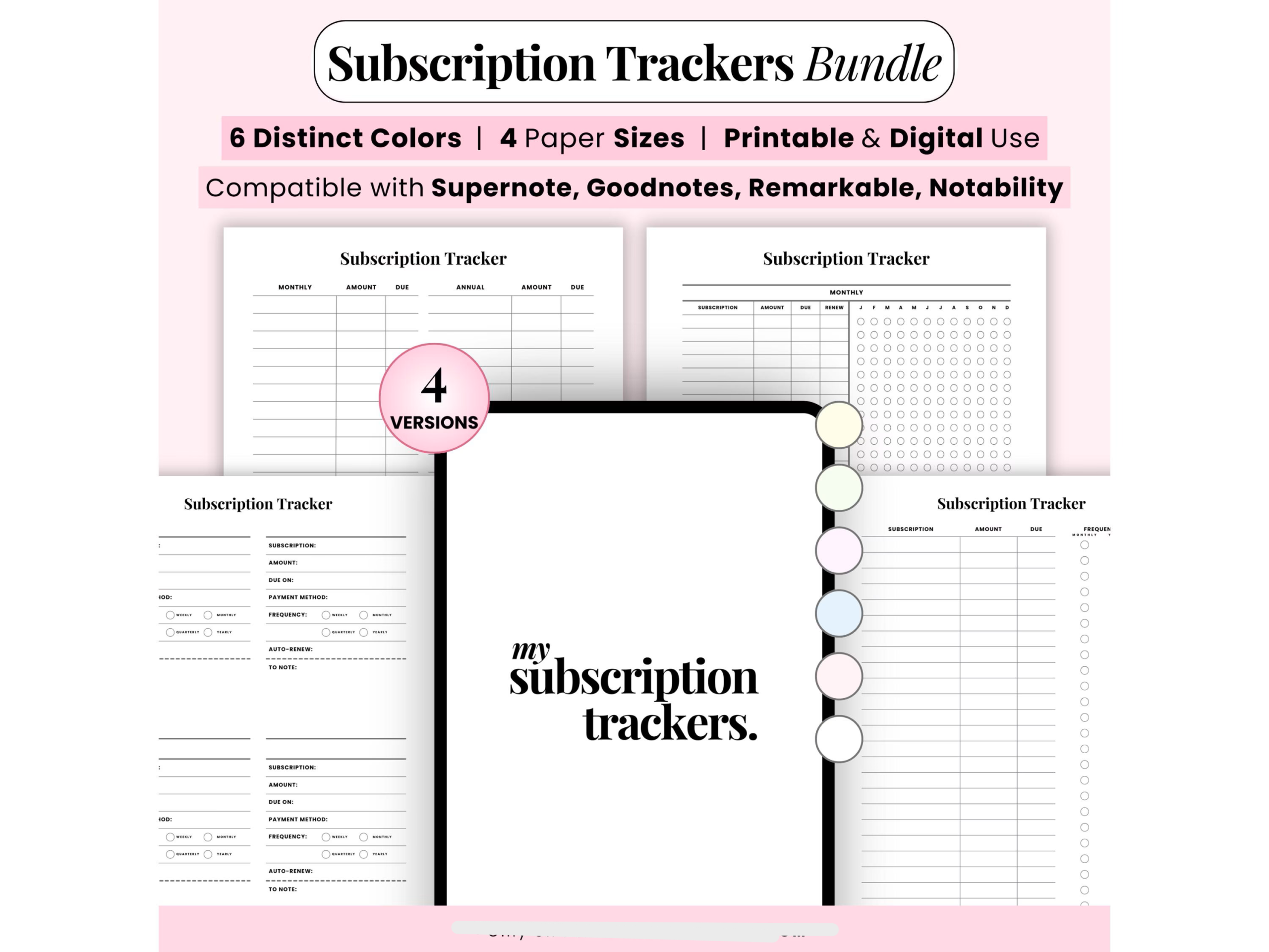 Subscription Tracker — Subscription Tracker Printable, Member