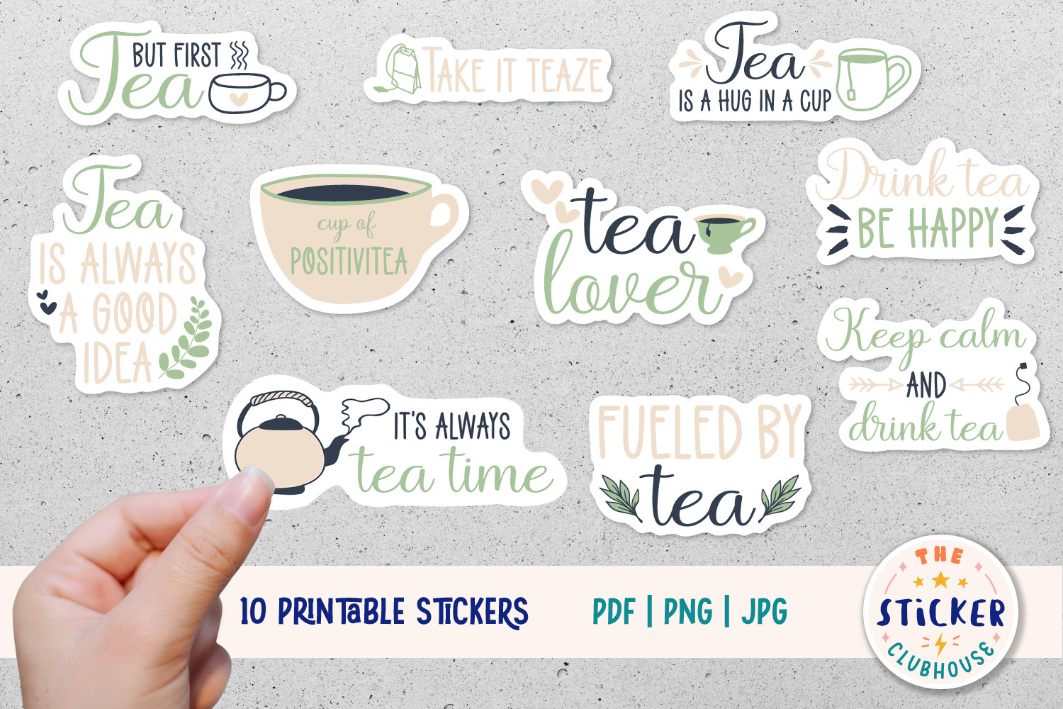 Tea Planner Stickers: Ten Tea Sayings with Print-and-Cut Files original product preview