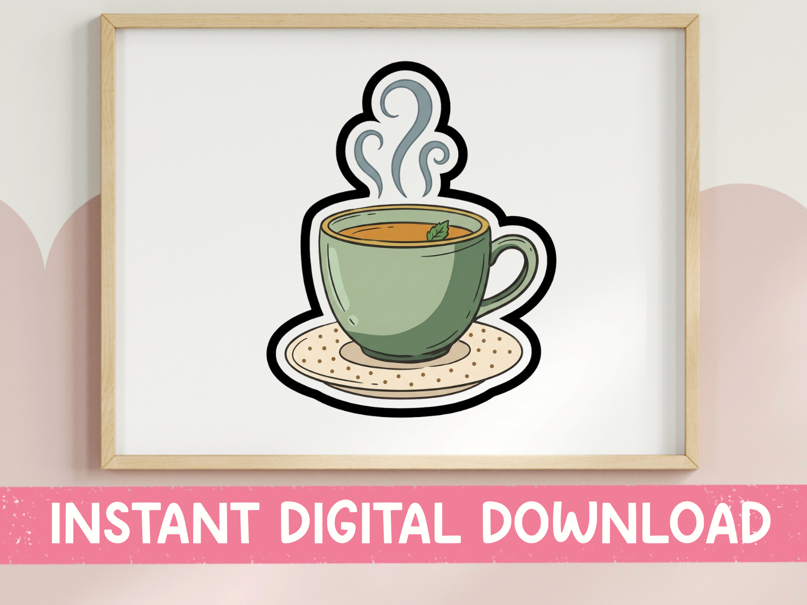 Tea Planner Stickers: Steaming Green Tea Cup and Saucer original product preview