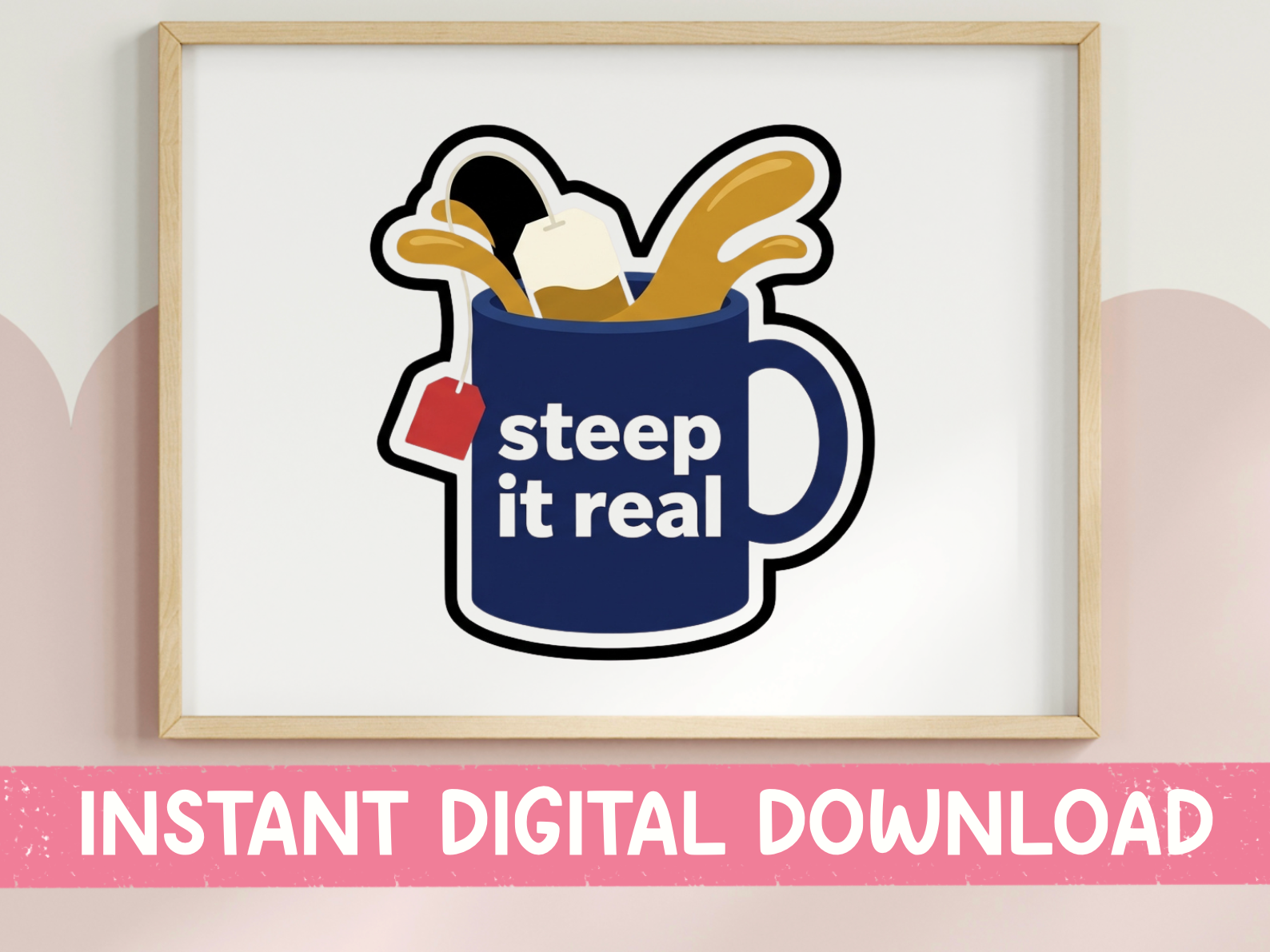 Tea Planner Stickers: Steep It Real Navy Mug with Treats original product preview