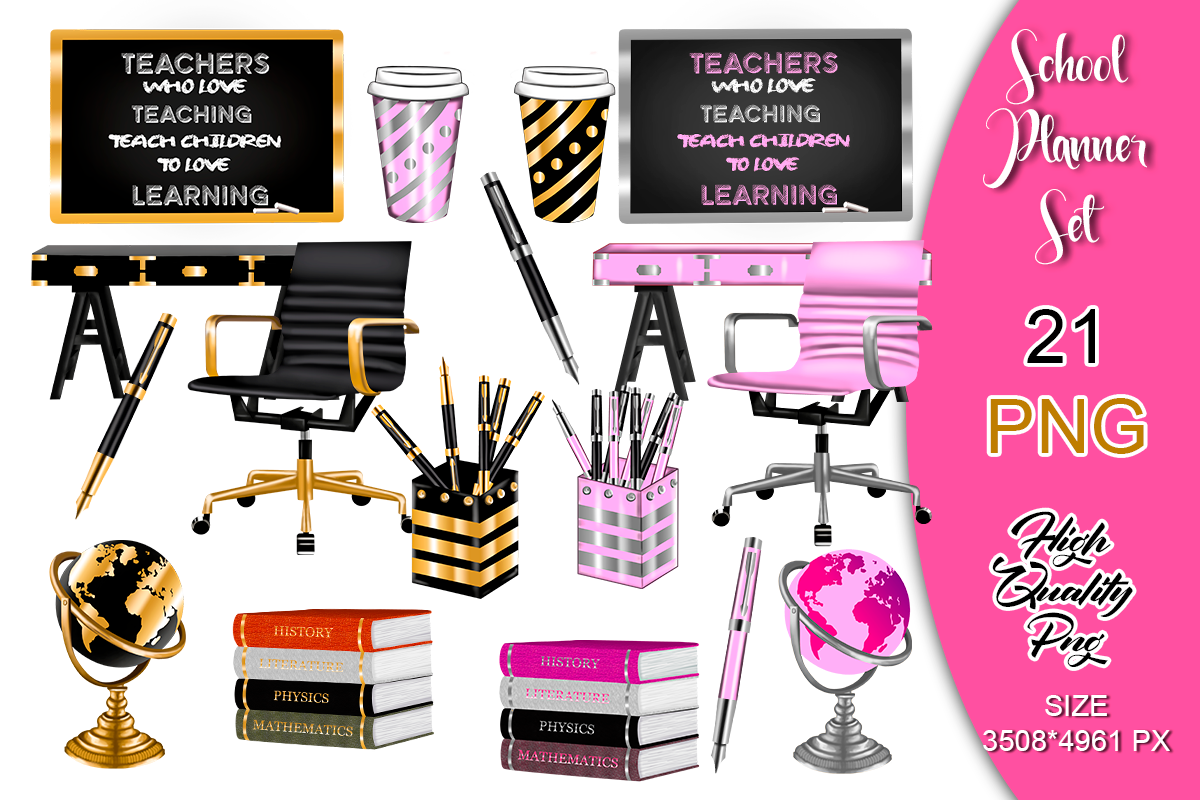 Teacher Planner Stickers: Teacher Planner Set: Classroom Clipart