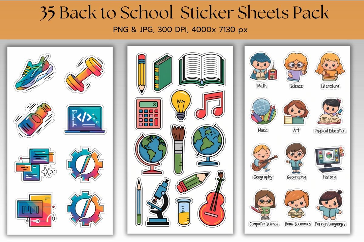 Teacher Planner Stickers: 35 Back to School Sticker Sheets Pack