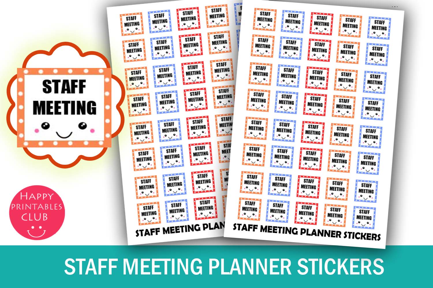 Teacher Planner Stickers: Staff Meeting Planner Stickers