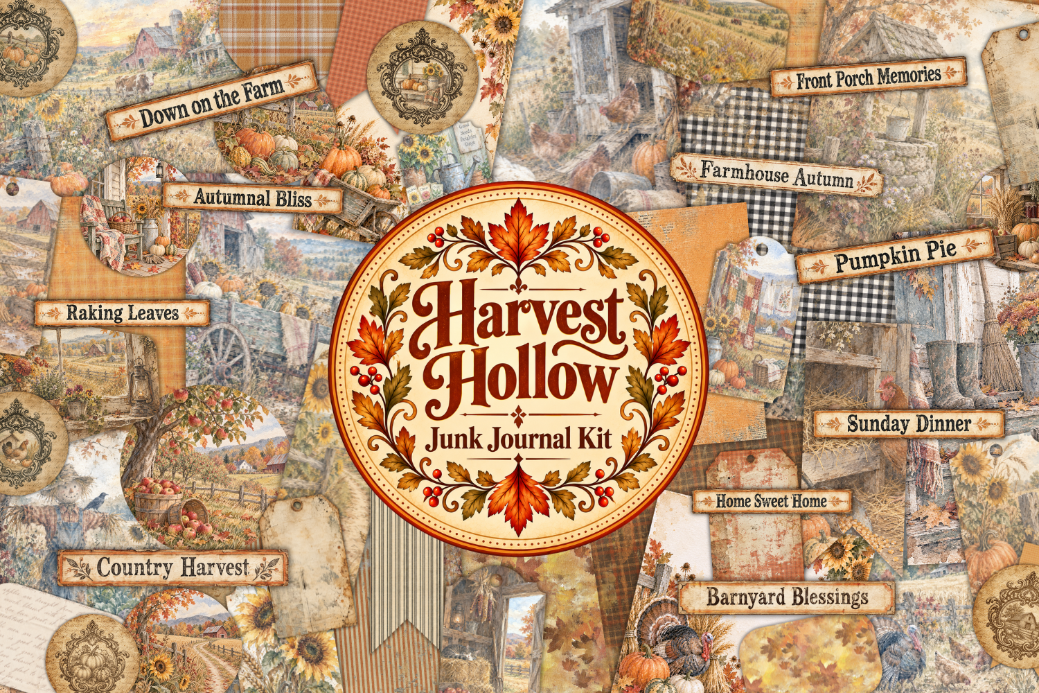 thanksgiving gift tags: Twenty Tags and Sixteen Round Tags in a Farmhouse Kit original product preview
