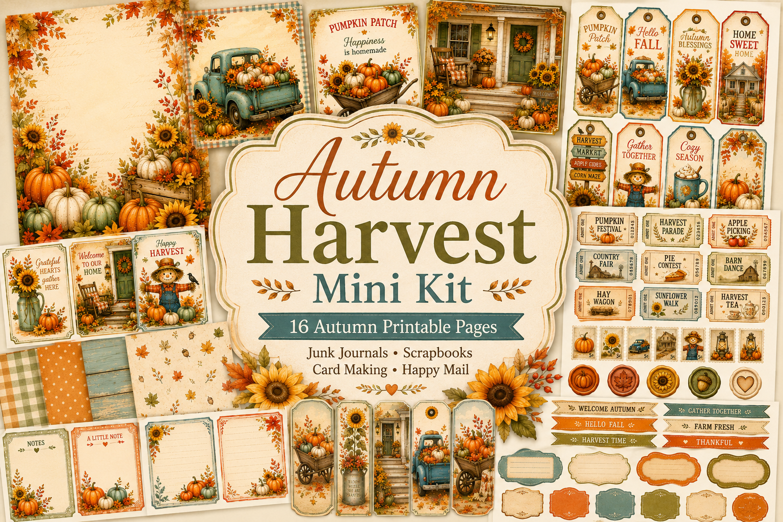 thanksgiving gift tags: Farmhouse Gift Tags Within Sixteen Letter-Size Pages original product preview