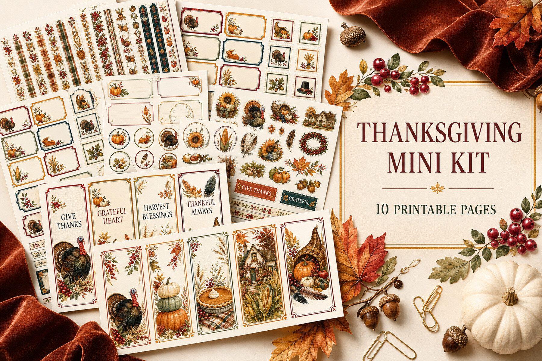 thanksgiving gift tags: Eight Thanksgiving Tags Inside a Coordinated Ten-Page Kit original product preview