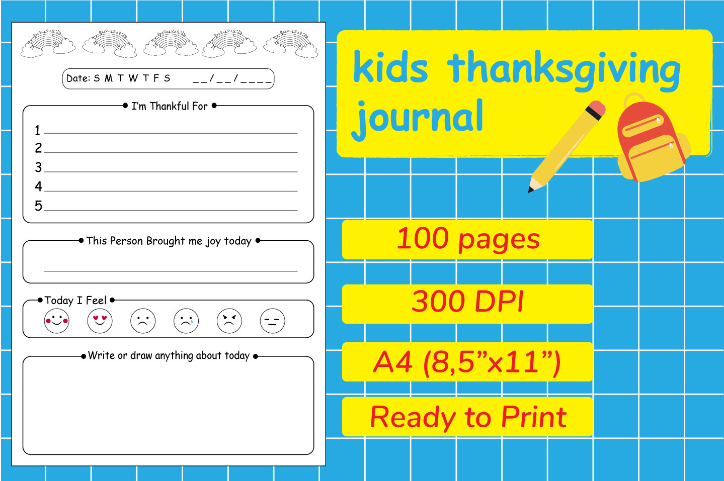 thanksgiving journal: A 100-Page Thanksgiving Journal for Young Writers original product preview