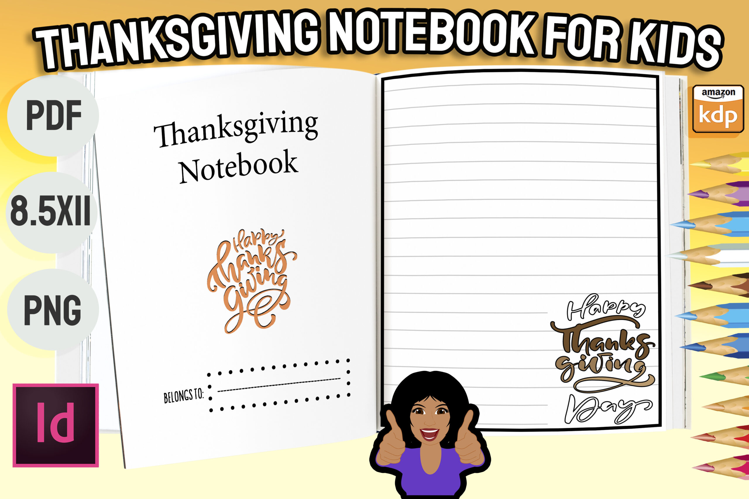 thanksgiving journal: A 60-Page Children’s Notebook with an InDesign Source original product preview