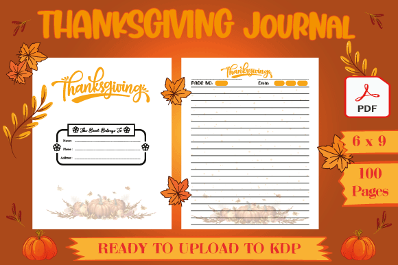 thanksgiving journal: A Compact 100-Page Thanksgiving PDF Notebook original product preview